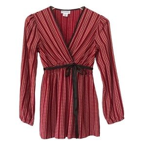 Motherhood Maternity | Faux Wrap V-Neck Long Sleeve Red Top